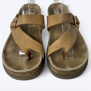 Mephisto Helen Cork Sandals Womens Sz 39 US 9 Brown Leather Slip On Air Relax